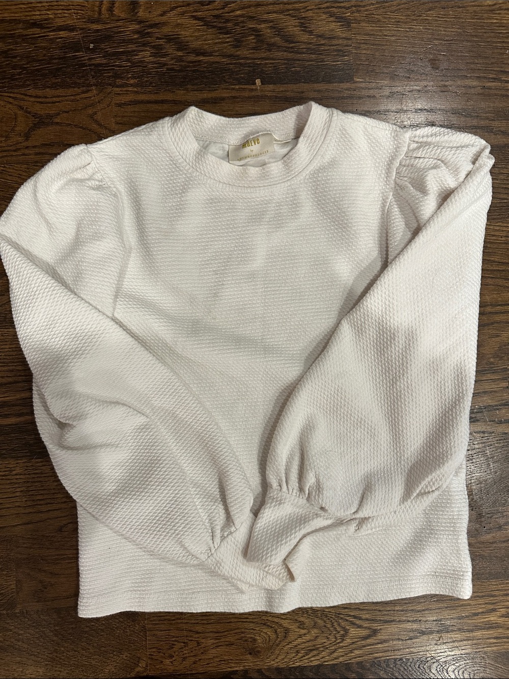 Maeve by Anthropologie Women’s Cream Puff-Sleeve Textured Sweater